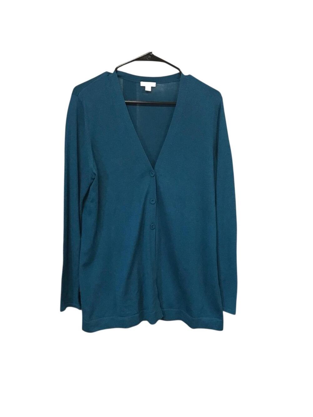 J. Jill Longline Cardigan Sweater Women’s Small Green Wool Blend Button Front